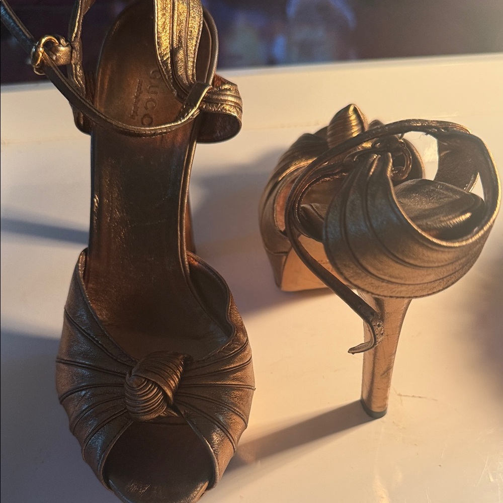 Gucci Metallic Bronze Heels